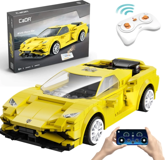 Stavebnice CaDA EVO Race Car – žluté RC závodní auto 289 dílků, Dual Mode