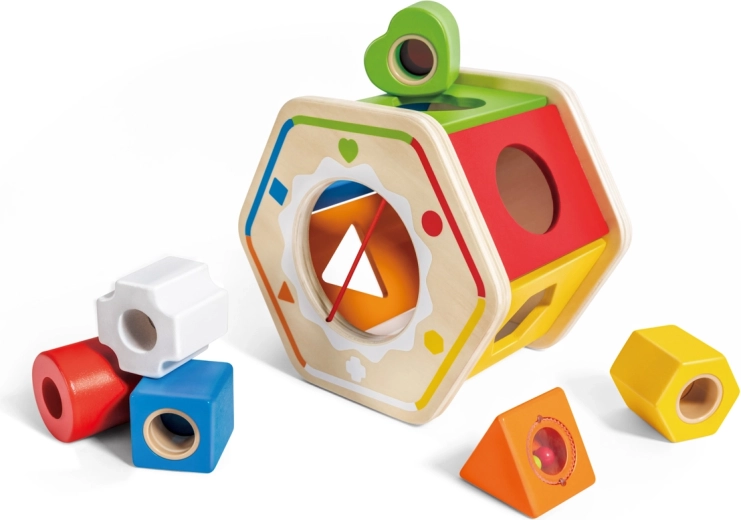 Dřevěná vkládačka s geometrickými tvary Hape