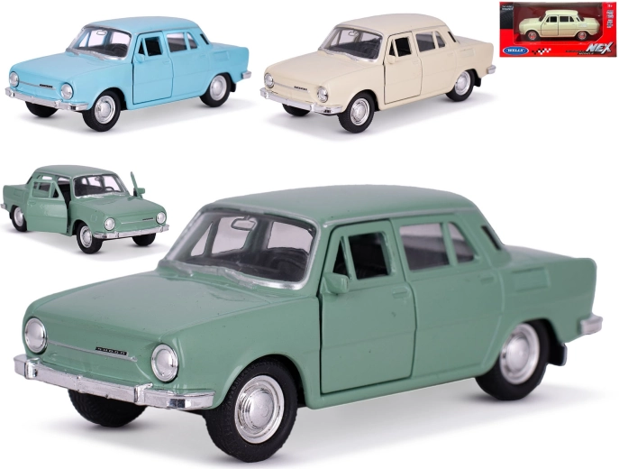 Kovový model auta Škoda 100 Welly 1:34–39 se zpětným chodem