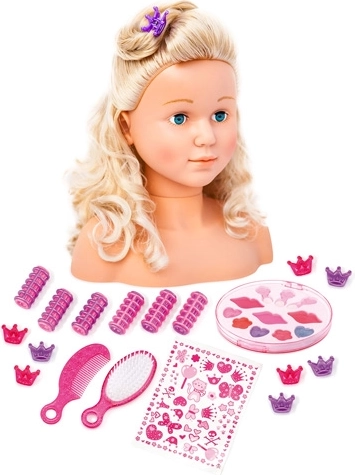 Tréninková kadeřnická hlava BAYER s blond vlasy 27 cm