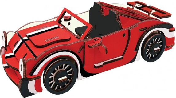 Dřevěné 3D puzzle Červený kabriolet pro děti