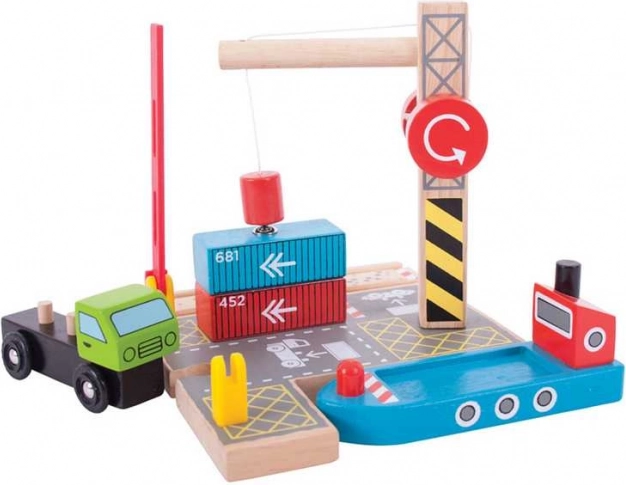 Bigjigs Rail kontejnerové překladiště s magnetickým jeřábem