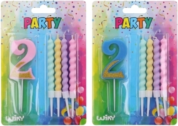 párty svíčka číslo 2 a 4 svíčky