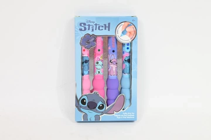 Disney Stitch sada 4 pastelových propisek s měkkým chlupatým úchopem