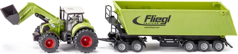 Siku Farmer traktor s čelním nakladačem a sklápěcím přívěsem