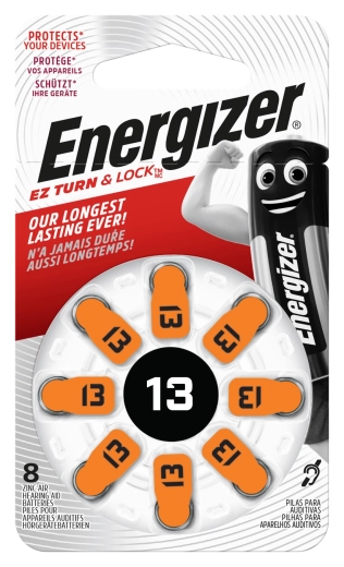 Energizer gombíkové baterie do naslouchadel 13, 1,4 V, balení 8 ks