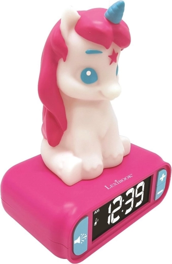 Budík s nočním 3D světlem jednorožec