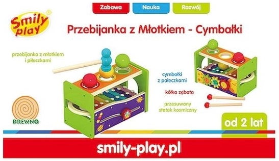 Smilp dřevěná zatloukačka s kladívkem a cymbálky