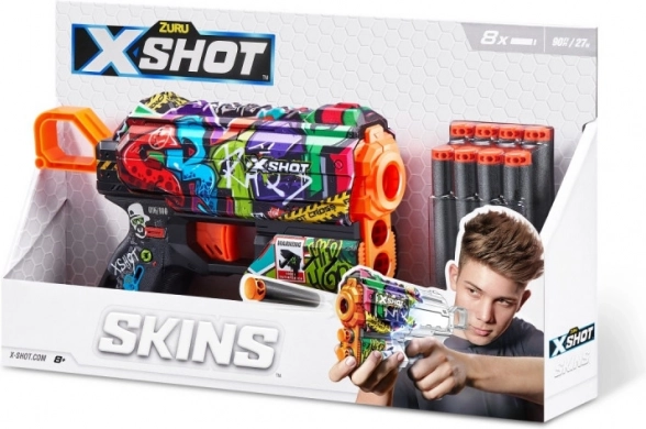 ZURU X-Shot Skins Flux pistole na pěnové náboje, 8 šipek