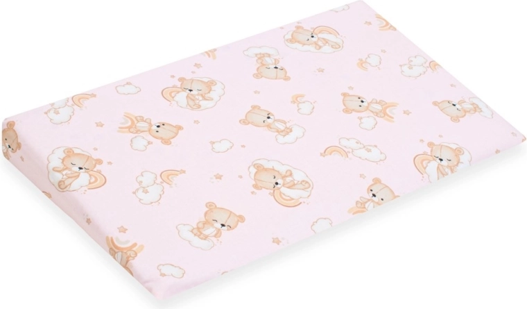 Potah na dětský klínový polštář 59 × 37 cm růžový medvídek