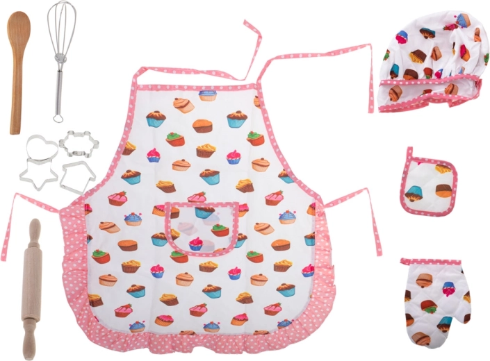 Dětský kuchyňský set s čepicí, zástěrou a náčiním