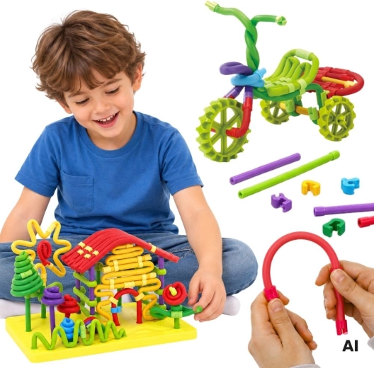 Woopie kreativní 3D stavebnice z pružných tyček 160 dílků