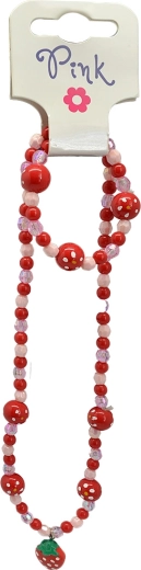 Růžová sada šperků s přívěskem jahoda