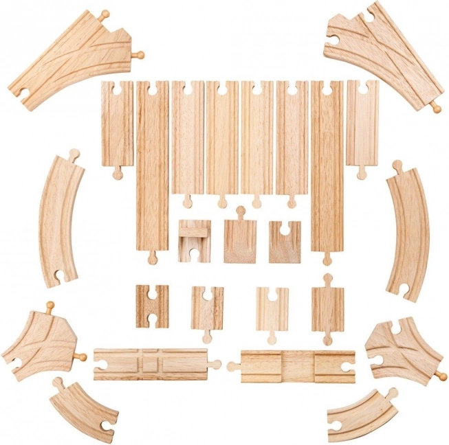 BIGJIGS RAIL dřevěné koleje, set 25 dílů