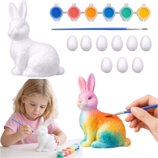 Velikonoční kreativní sada polystyrenových vajíček a zajíčka k malování