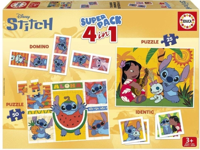 Soubor her EDUCA Stitch 4v1 – puzzle, domino a pexeso