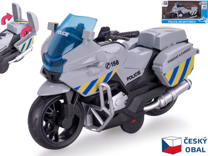 Policejní motorka s pohonem na zpětný chod 16 cm