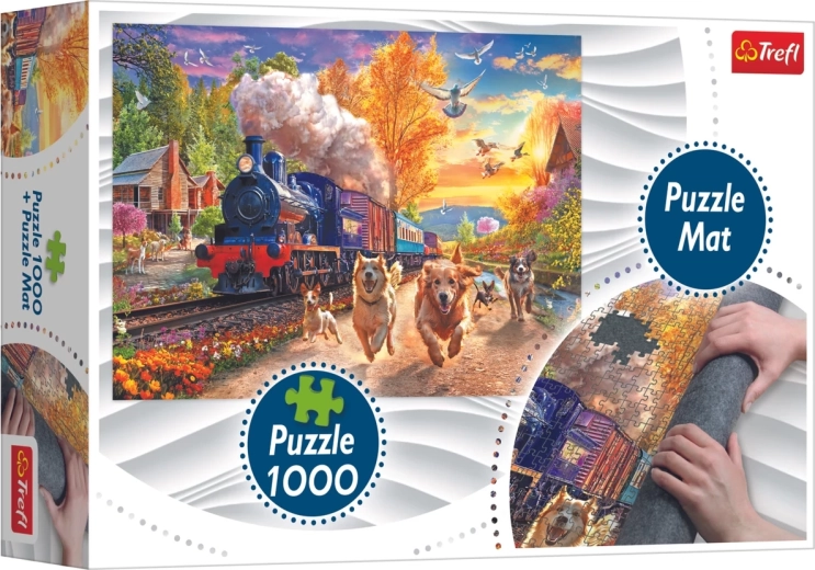 Trefl puzzle závod s vlakem 1000 dílků + podložka pod puzzle
