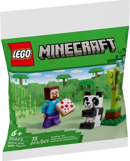 Stavebnice Minecraft Steve a malá panda