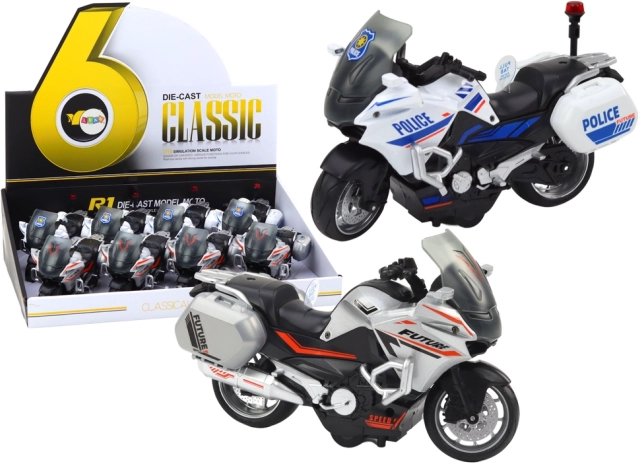Motocykl s frikčním pohonem 1:10 policejní sportovní