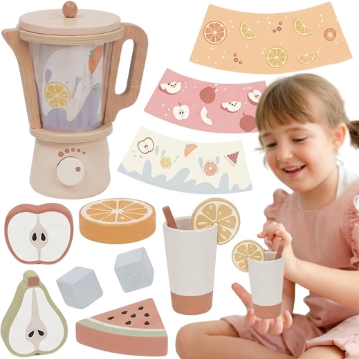 Tooky Toy dřevěný dětský mixér s příslušenstvím (18 dílů)