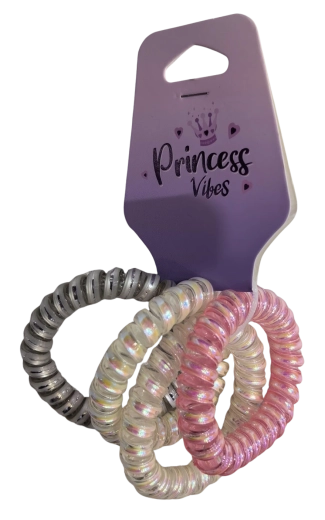 PINK sada spirálových gumiček do vlasů perleť a metalíza (4 ks)
