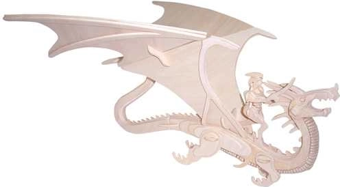 Woodcraft dřevěné 3D puzzle drak a rytíř