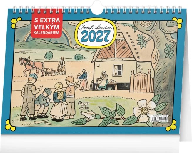 Notique stolní kalendář Josef Lada s extra velkým kalendáriem 2027, 30 × 21 cm