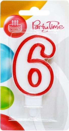 Narozeninová svíčka číslice 6 červená
