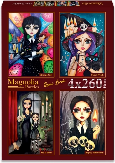 Magnolia puzzle sada Šťastný Halloween – 4×260 dílků