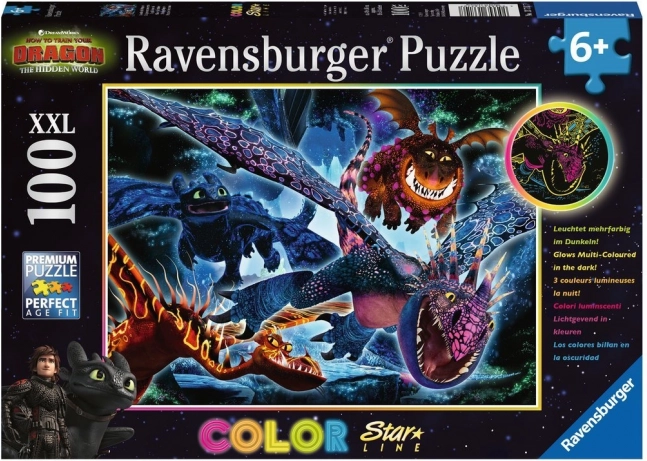 svítící puzzle jak vycvičit draka 3 xxl 100 dílků – ravensburger