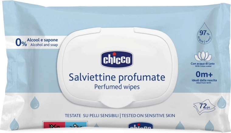 Chicco dětské vlhčené ubrousky jemně parfémované 72 ks