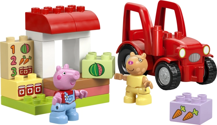 Traktor a tržní stánek pro malé farmáře