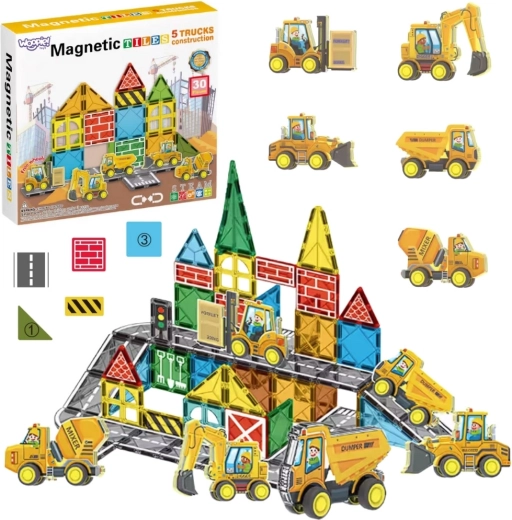 Magnetická stavebnice Woopie se stavebními vozidly