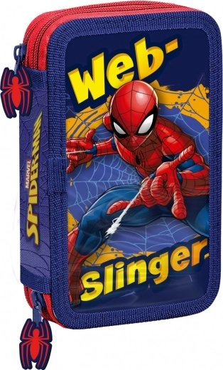 Dvoukomorový penál s vybavením SPIDERMAN červeno‑modrý