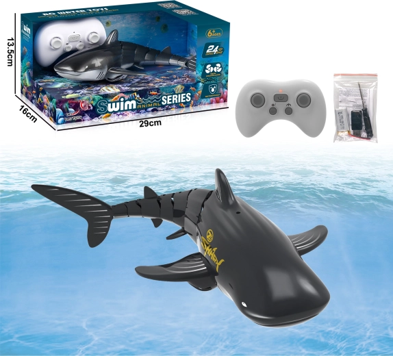 RC velryba s vodní fontánou – černá