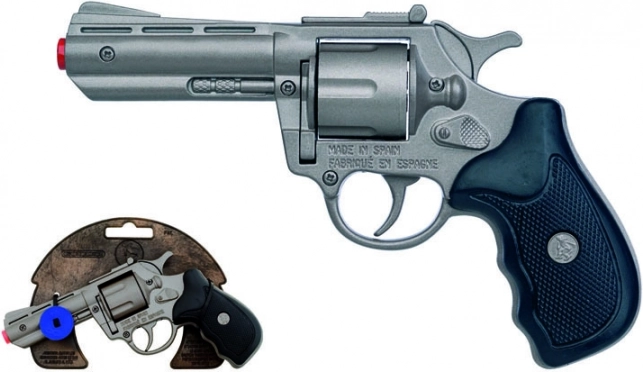 Policejní kovový revolver na kapslíky, stříbrný (8 ran)