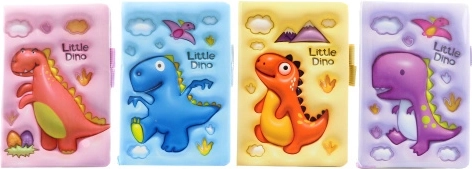 Zápisník s motivem dinosaura, barevně linkovaný