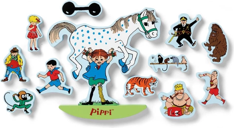 12 dřevěných figurek ze světa Pippi