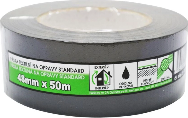 Textilní opravná páska 48 mm × 50 m černá