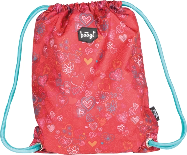 Sáček na tělocvik srdíčka červený
