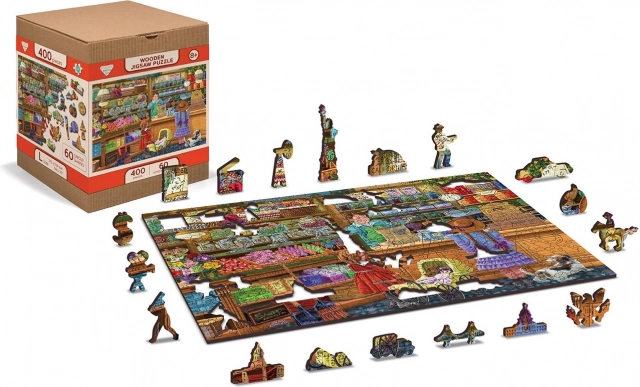 Dřevěné oboustranné puzzle WOODEN CITY Sladké dobrodružství 2v1, 1000 dílků