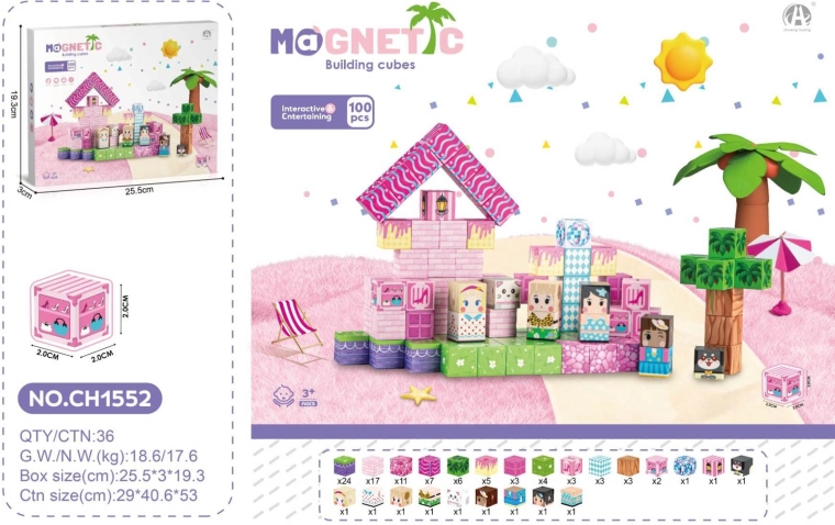 Magnetické kostky 3D – sada 100 ks