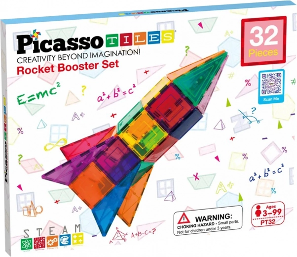 Magnetická stavebnice PICASSO TILES – raketa, 32 dílků