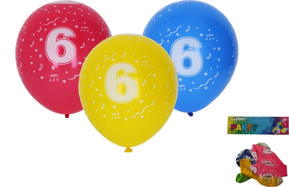 Balonky 30 cm s číslem 6 – sada 5 ks