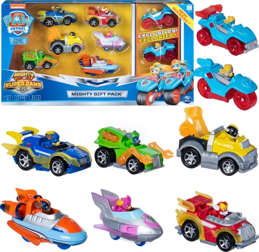 Paw Patrol Mighty Pups dárková sada 8 kovových vozidel True Metal
