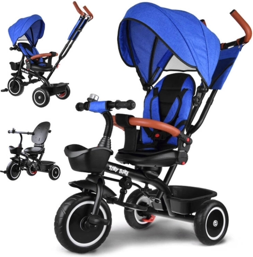 Dětské tříkolové kolo 3v1 s dáškem TINY BIKE – Modrá