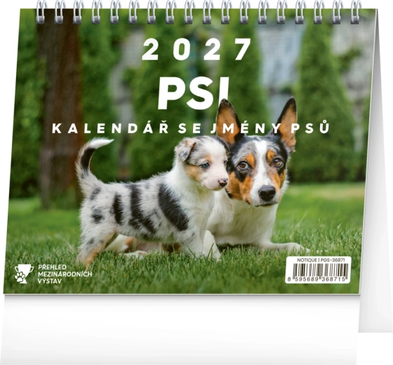 Notique stolní kalendář Psi se jmény psů 2027 (16,5 × 13 cm)