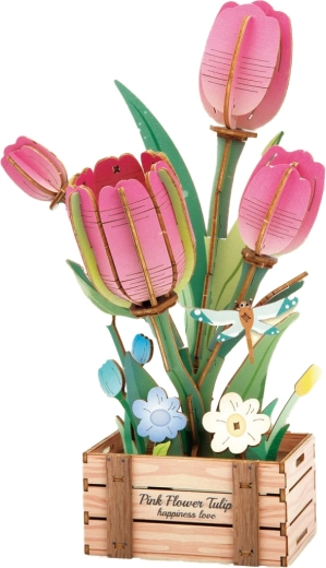 3D dřevěná stavebnice Tulipán 21 cm