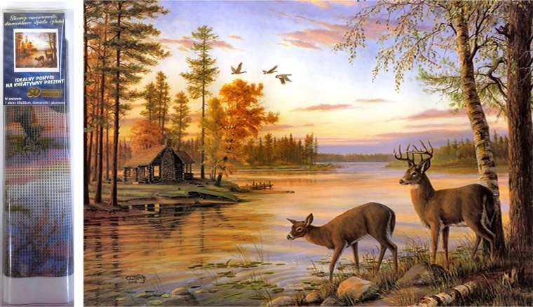 Norimpex diamantové malování jeleni u jezera 30 × 40 cm